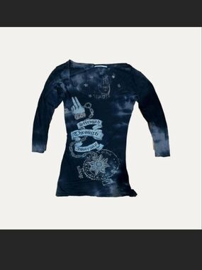 Salvage Vintage Seemi Sheer Graphic Top. S